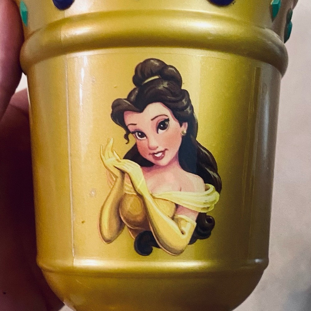Disney Parks Gold Princess Belle Stein Jewel Hidden Mickey Chalice Cup